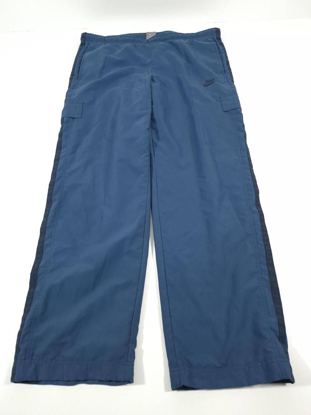 Y2K Nike Track Pants Mens Large Blue Mesh Lined Elastic Waist Side Stripe